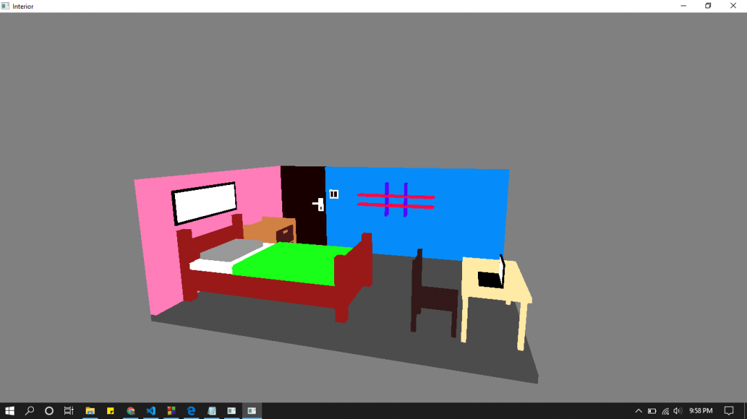 Animasi Object 3D Interior Ruangan dengan GLUT OPEN GL - Fauza Aulia